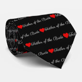 Vader van de bruid Black Red Hearts Stropdas (Opgerold)