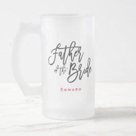 Vader van de bruid Black Script & Naam Gift Matglas Bierpul