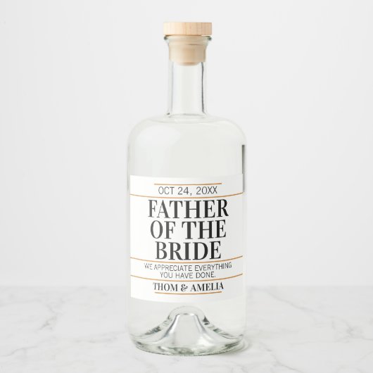 Vader van de bruid bruiloft dank u ouders likeurfles etiket (Voorkant)
