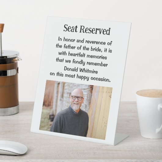 Vader van de bruid bruiloft gedenkplaat teken reclamebord met voetstuk (Insitu)