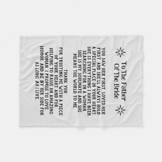 Vader van de bruid deken bruiloft aandenken cadeau (Voorkant (Horizontaal))