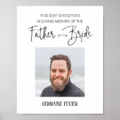 Vader van de bruid gereserveerde zitplaats bruilof poster (Voorkant)