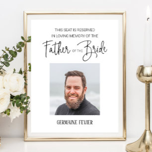 Vader van de bruid gereserveerde zitplaats bruilof poster