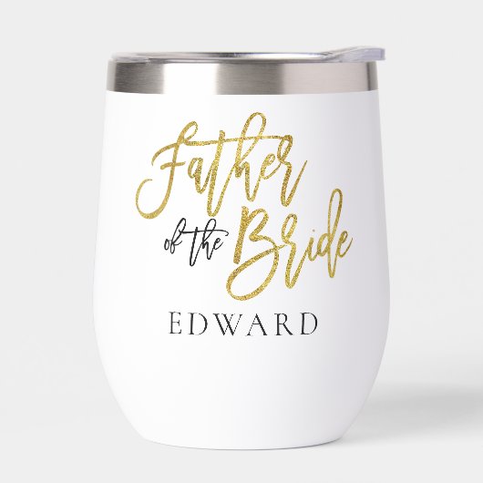 Vader van de bruid Gift Naam Goud & Zwart (Links)