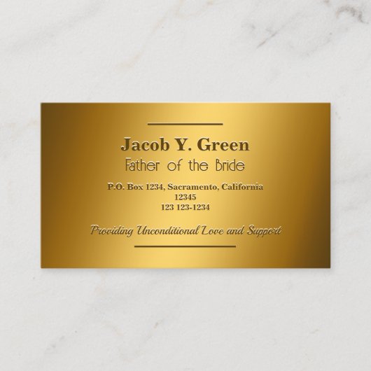 Vader van de bruid Golden Visitekaartje (Voorkant)