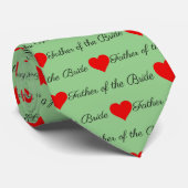 Vader van de bruid Green Red Hearts Stropdas (Opgerold)