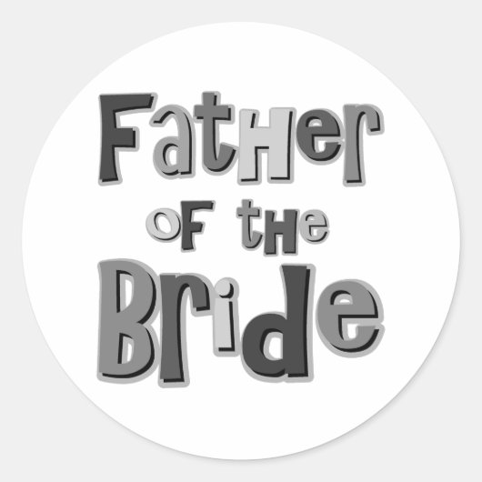 Vader van de bruid Grijs Ronde Sticker (Voorkant)