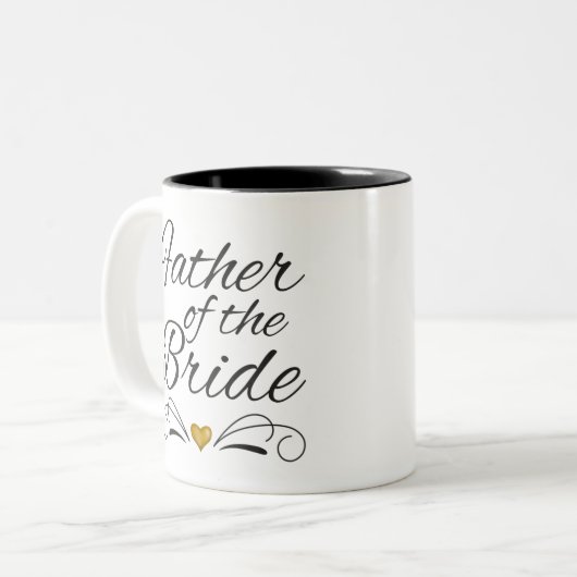 vader van de bruid - hart van de goud tweekleurige koffiemok (Voorkant links)