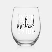 Vader van de bruid Monogram Handtekening Script Wijnglas Zonder Voet (Voorkant)