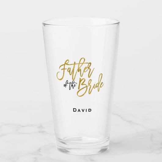 Vader van de bruid script typografie / naam / goud glas (Voorkant)
