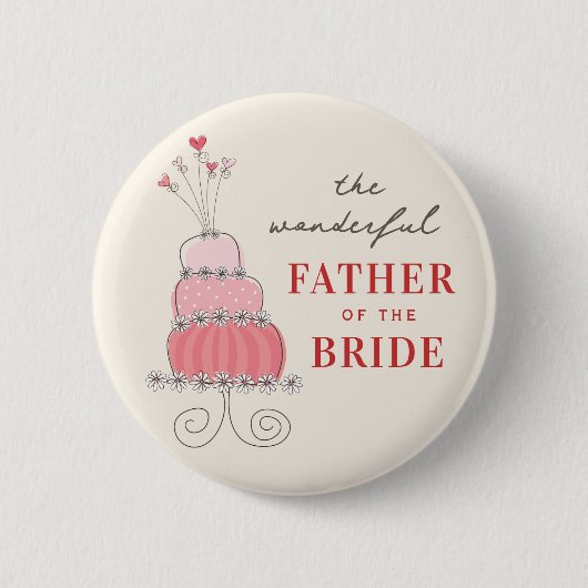 VADER VAN DE BRUID Sweet Pink Wedding Cake Button (Voorkant)