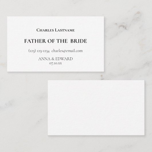 Vader van de bruid Visitekaartjes (Voorkant / Achterkant)