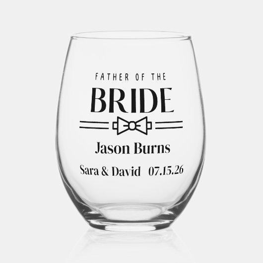 Vader van de bruid wijnglas zonder voet (Voorkant)