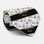 Vader van de Bruid, Zwart en Goud Stropdas (Opgerold)