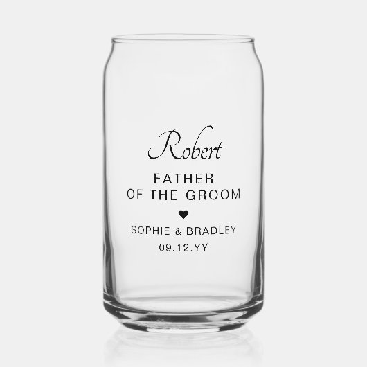 Vader van de bruidegom aangepaste gepersonaliseerd blikvorm glas (Voorkant)