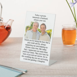 Vader van de Bruidegom Altijd Je Zoon Bedankt Aand Reclamebord Met Voetstuk