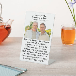 Vader van de Bruidegom Altijd Je Zoon Bedankt Aand Reclamebord Met Voetstuk