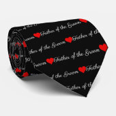 Vader van de bruidegom Black Red Hearts Stropdas (Opgerold)