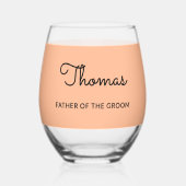 Vader van de bruidegom bruiloft perzik gepersonali wijnglas zonder voet (Voorkant)
