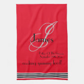 Vader van de bruidegom cadeau monogram naam rustie theedoek (Verticaal)