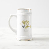 Vader van de bruidegom cadeau / naam / goud en zwa bierpul (Links)