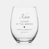 Vader van de bruidegom gepersonaliseerde bruiloft wijnglas zonder voet (Voorkant)