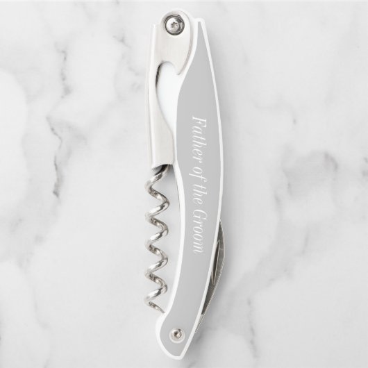 Vader van de bruidegom Grijs Gestileerde Script Kurkentrekker (Voorkant)