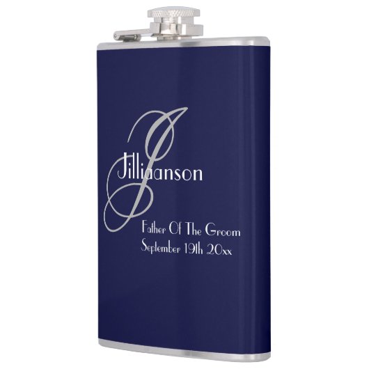 Vader van de bruidegom monogram bruiloft cadeau co heupfles (Links)