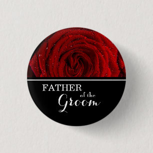 "Vader van de bruidegom" Rood Roses Pinback Bu Ronde Button 3,2 Cm