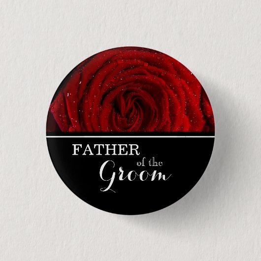 "Vader van de bruidegom" Rood Roses Pinback Bu Ronde Button 3,2 Cm (Voorkant)