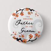 VADER VAN DE BRUIDEGOM Tropische bloemen wervelen Ronde Button 5,7 Cm (Voorkant)