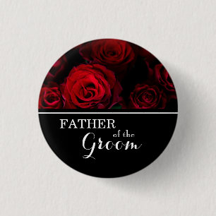 "Vader van de Bruidegom" Trouw Rode Rozen Ronde Button 3,2 Cm