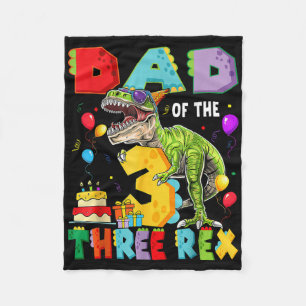 Vader van de drie Rex 3e verjaardag jongen dinosau Fleece Deken