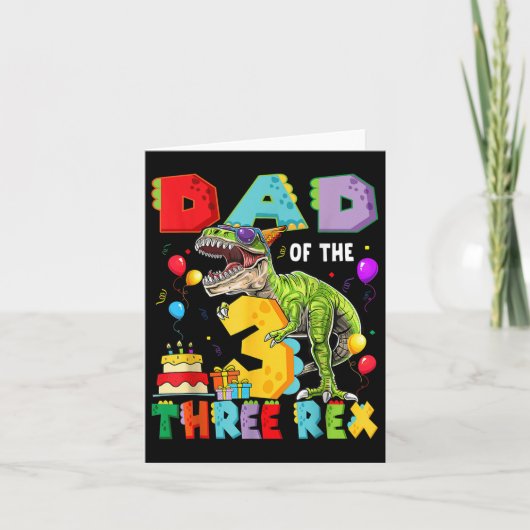 Vader van de drie Rex 3e verjaardag jongen dinosau Kaart (Voorkant)