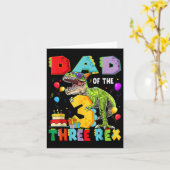 Vader van de drie Rex 3e verjaardag jongen dinosau Kaart (Gele Bloem)