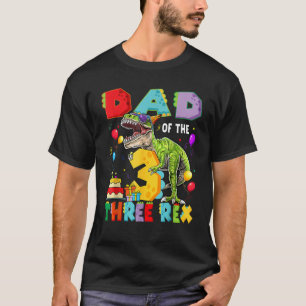Vader van de drie Rex 3e verjaardag jongen dinosau T-shirt
