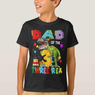 Vader van de drie Rex 3e verjaardag jongen dinosau T-shirt
