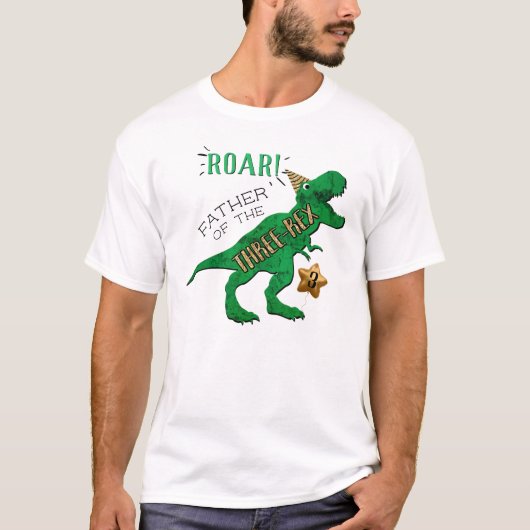 Vader van de drie-rex dinosaurus 3e verjaardag t-shirt (Voorkant)