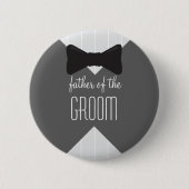 Vader van de Groom Bowtie & Stripes Ronde Button 5,7 Cm (Voorkant)