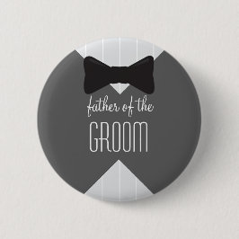 Vader van de Groom Bowtie & Stripes Ronde Button 5,7 Cm