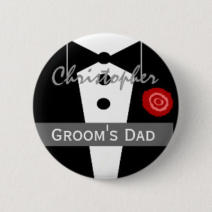 VADER VAN DE GROOM Eigen naam Tux Wedding Ronde Button 5,7 Cm