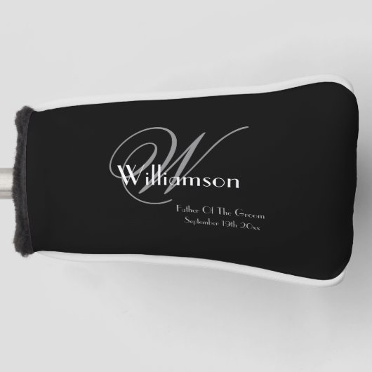 Vader van de Groom Gift Elegant Monogram Rustic Golfheadcover (Voorkant)