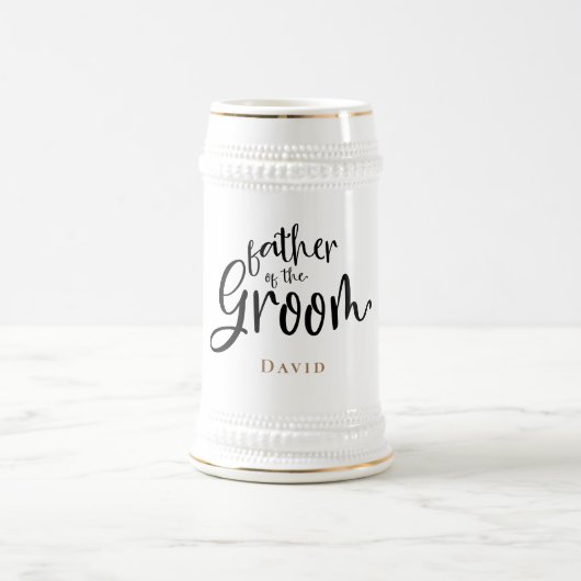 Vader van de Groom Gift Name Gold Black Typografie Bierpul (Center)