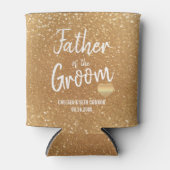 Vader van de Groom in Gold Glitter Blikjeskoeler (Voorkant)