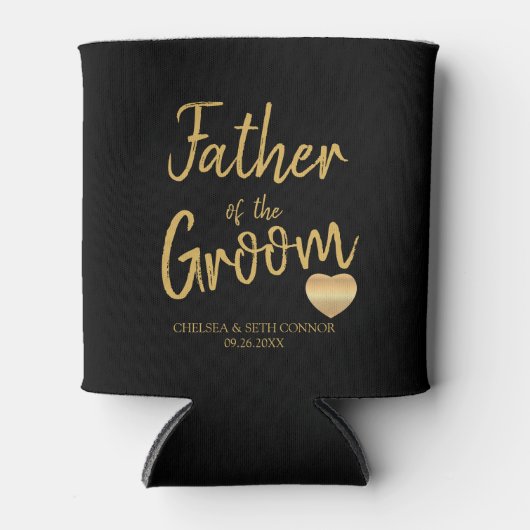 Vader van de Groom in Gold Script Blikjeskoeler (Voorkant)