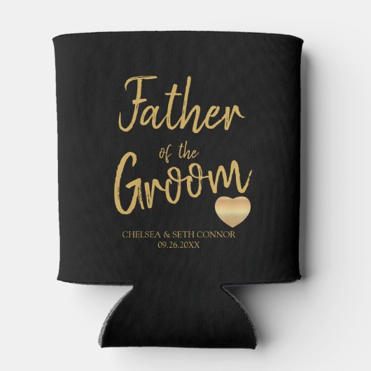 Vader van de Groom in Gold Script Blikjeskoeler (Achterkant)