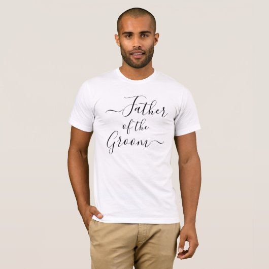 Vader van de Groom modern script bruiloft partij T-shirt (Voorkant volledig)