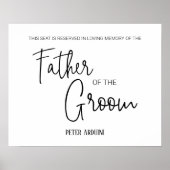 Vader van de Groom Reserved Seat Memorial Wedding Poster (Voorkant)