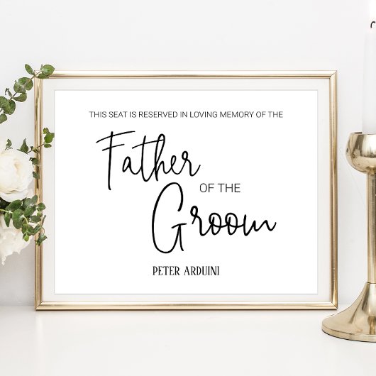Vader van de Groom Reserved Seat Memorial Wedding Poster