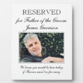 Vader van de Groom Reserved Sign Memorial Wedding Fotoplaat (Voorkant)
